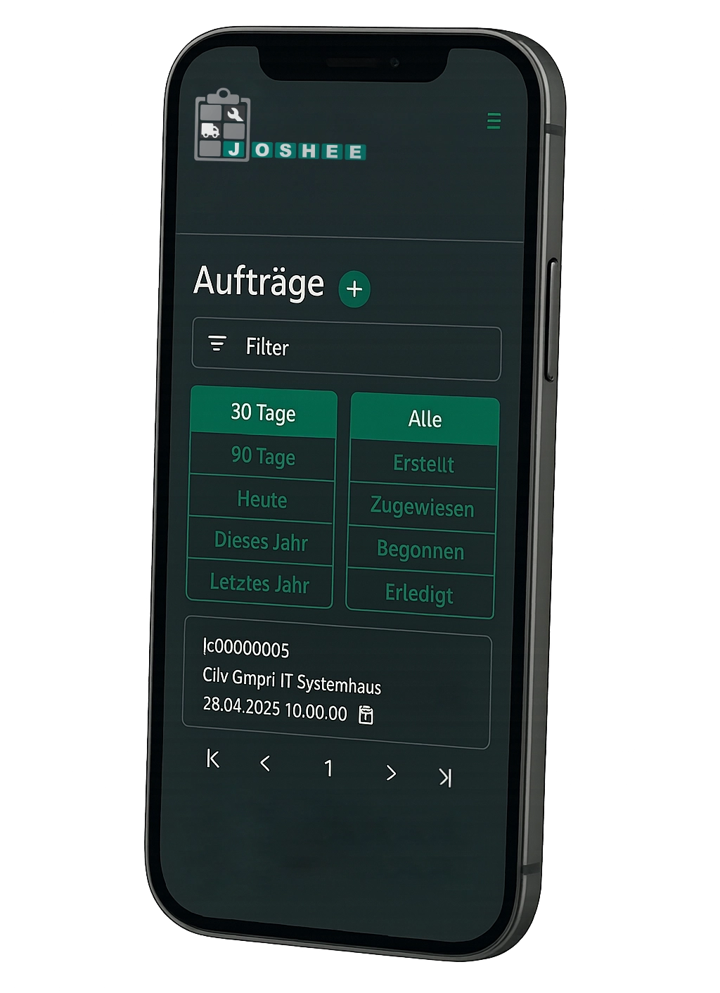 Joshee App auf Mobilgerät